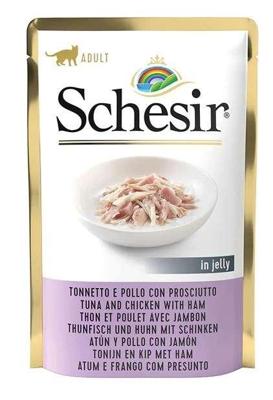 SCHESIR in jelly Tuna and chicken with ham - nat kattenvoer - 85 g