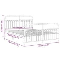 Bedframe met hoofd- en voeteneinde metaal wit 150x200 cm - thumbnail
