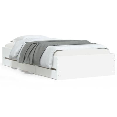 Bedframe met lades bewerkt hout wit 90x200 cm - thumbnail