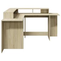 Bureau met LED-verlichting 152x152x91 cm hout sonoma eikenkleur - thumbnail