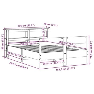 Bedframe zonder matras massief grenenhout 150x200 cm
