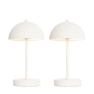 QAZQA Set van 2 buiten tafellampen mushroom wit oplaadbaar - Keira