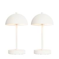 QAZQA Set van 2 buiten tafellampen mushroom wit oplaadbaar - Keira - thumbnail