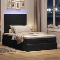 Ottoman bed met matrassen en LED's 120x200cm fluweel zwart - thumbnail