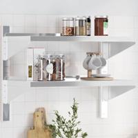 Wandschap 2-laags 75x40x60 cm roestvrijstaal zilverkleurig - thumbnail