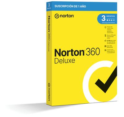 Norton 360 Deluxe, 25 GB, 1 gebruiker, 3 apparaten, 12 m(^>2<^), exclusief: 3069 attach