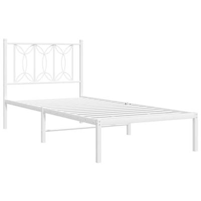 Bedframe met hoofdbord metaal wit 90x190 cm Bedframe met hoofdbord metaal wit 90x190 cm