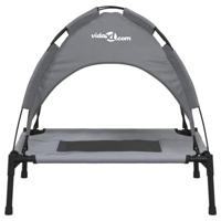 VidaXL Hondenmand met luifel oxford stof en staal antracietkleurig - thumbnail