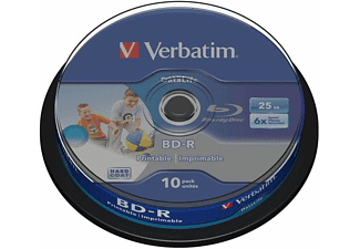 Verbatim BD-R SL Datalife, Blu-Ray-disk 25 GB - 6-voudige brandsnelheid - krasbescherming - 10 stuks spindel