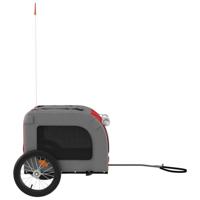 Hondenfietstrailer oxford stof en ijzer rood en grijs - thumbnail