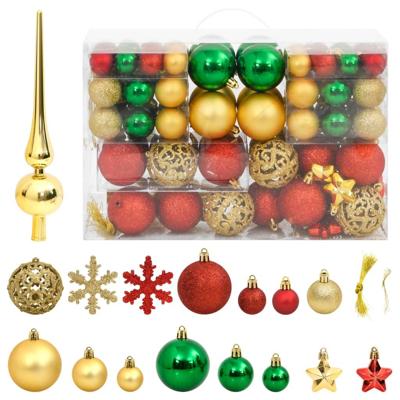 VidaXL 112-delige kerstballenset polystyreen rood groen en goudkleurig VidaXL 112-delige kerstballenset polystyreen rood groen en goudkleurig