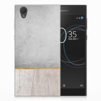 Sony Xperia L1 Bumper Hoesje Wood Concrete - thumbnail