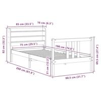 Bedframe met hoofdbord massief grenenhout 75x190 cm - thumbnail