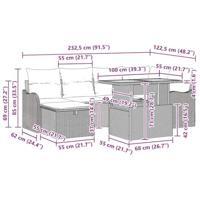 Tuinbankenset met kussen met opslag 7 pcs Zwart poly rattan - thumbnail