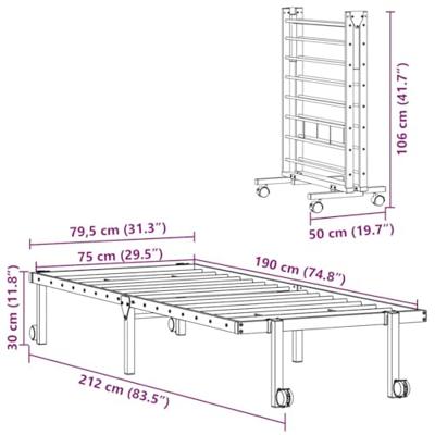 Bedframe zonder matras opvouwbaar 75x190 cm staal zwart Bedframe zonder matras opvouwbaar 75x190 cm staal zwart