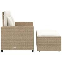 Tuinbank 2-zits met kussens poly rattan beige - thumbnail