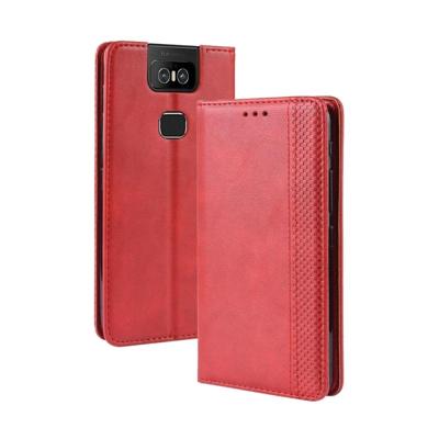 Magnetische Buckle retro Crazy Horse textuur horizontale Flip lederen case voor ASUS Zenfone 6 ZS630KL met houder & kaartsleuven & fotolijstjes (rood