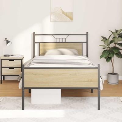 Bedframe zonder matras 107x203cm spaanplaat sonoma eikenkleurig