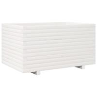 Plantenbak 90x60x49,5 cm massief grenenhout wit - thumbnail