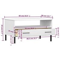 Salontafel met metalen poten OSLO 85x50x45 cm masssief hout wit - thumbnail