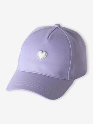 Pet voor meisjes met geborduurd hart bleekblauw