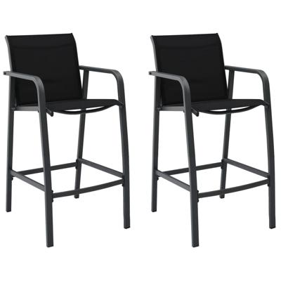 Tuinbarstoelen 2 st textileen zwart