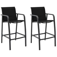Tuinbarstoelen 2 st textileen zwart - thumbnail