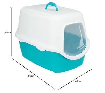 TRIXIE KATTENBAK VICO TURQUOISE / WIT 56X40X40 CM