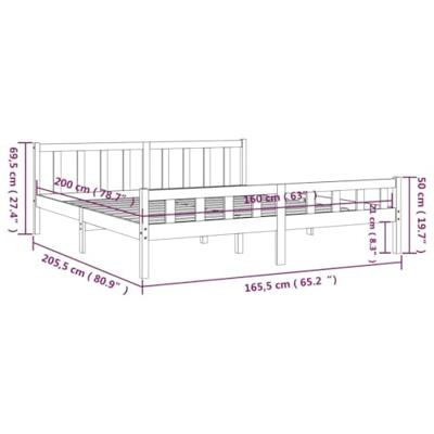 Bedframe massief hout wit 160x200 cm - thumbnail