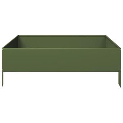 VidaXL Plantenbak verhoogd 100x100x33,5 cm staal olijfgroen VidaXL Plantenbak verhoogd 100x100x33,5 cm staal olijfgroen