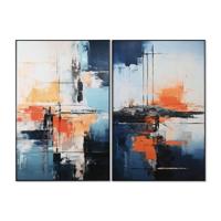 Schilderij Home ESPRIT Blauw Wit Abstract Stads 80 x 3,5 x 120 cm (2 Stuks) - thumbnail