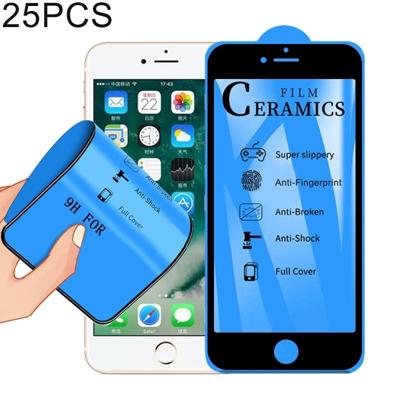 25 stuks 2.5 D volledige lijm volledige cover keramiek film voor iPhone 6 (zwart)