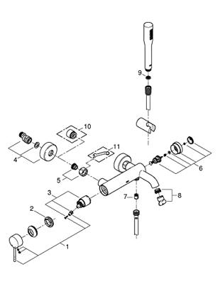 GROHE Essence Badkraan met omstel en koppelingen met douchegarnituur Chroom 25249001
