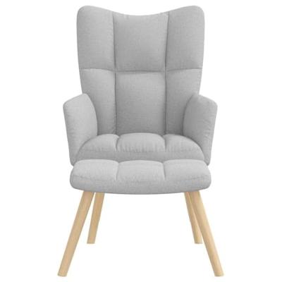 Relaxstoel met voetenbank stof wolk grijs Relaxstoel met voetenbank stof wolk grijs