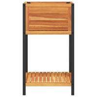 Plantenbak met schap 45x45x80 cm massief acaciahout en staal - thumbnail