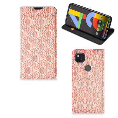Google Pixel 4a | Hoesje met Magneet | Pattern Orange