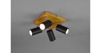 Trio 4-lichts opbouwspotMarley zwart op hout - 812400432 - thumbnail