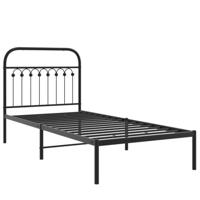 Bedframe met hoofdbord metaal zwart 90x200 cm - thumbnail