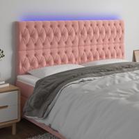 Hoofdbord LED 200x7x118/128 cm fluweel roze - thumbnail
