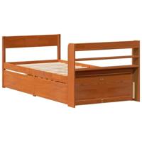 Bedframe zonder matras massief grenenhout wasbruin 75x190 cm - thumbnail