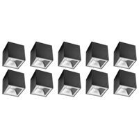 Opbouwspot Vierkant GU10 10-Pack - Mat Zwart/Zilver - Ø90mm Aluminium - thumbnail