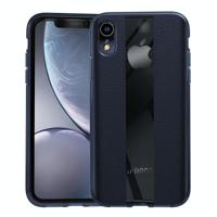 Anti-slip leer + TPU beschermhoes voor iPhone XR (blauw) - thumbnail