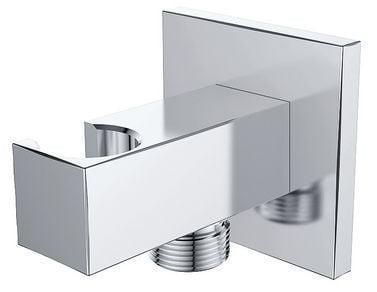 Doucheaansluiting Wiesbaden Rombo | Met handdouchehouder | Messing | Vierkant | Chroom