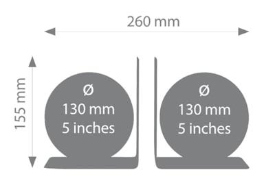 Boekensteun troika met magn globes 13cm 2st zwart