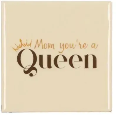 Daan Kromhout Design tegeltje keramiek mom you&apos;re a queen 10x10cm crème
