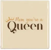 Daan Kromhout Design tegeltje keramiek mom you&apos;re a queen 10x10cm crème - thumbnail
