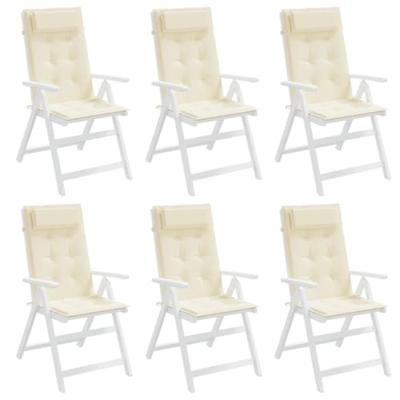 VidaXL Stoelkussens 6 st hoge rug oxford stof crèmekleurig