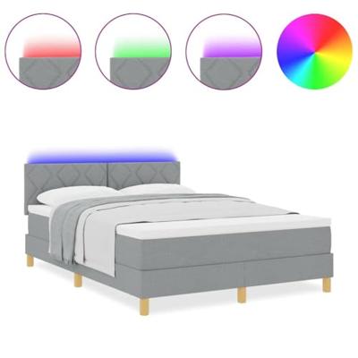 Boxspring Bed met Matras & LED Lichtgrijs 160x200 cm Stof