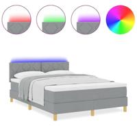 Boxspring Bed met Matras & LED Lichtgrijs 160x200 cm Stof - thumbnail