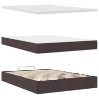 Ottoman bed met matras en LED's 140x190cm stof donkerbruin - thumbnail